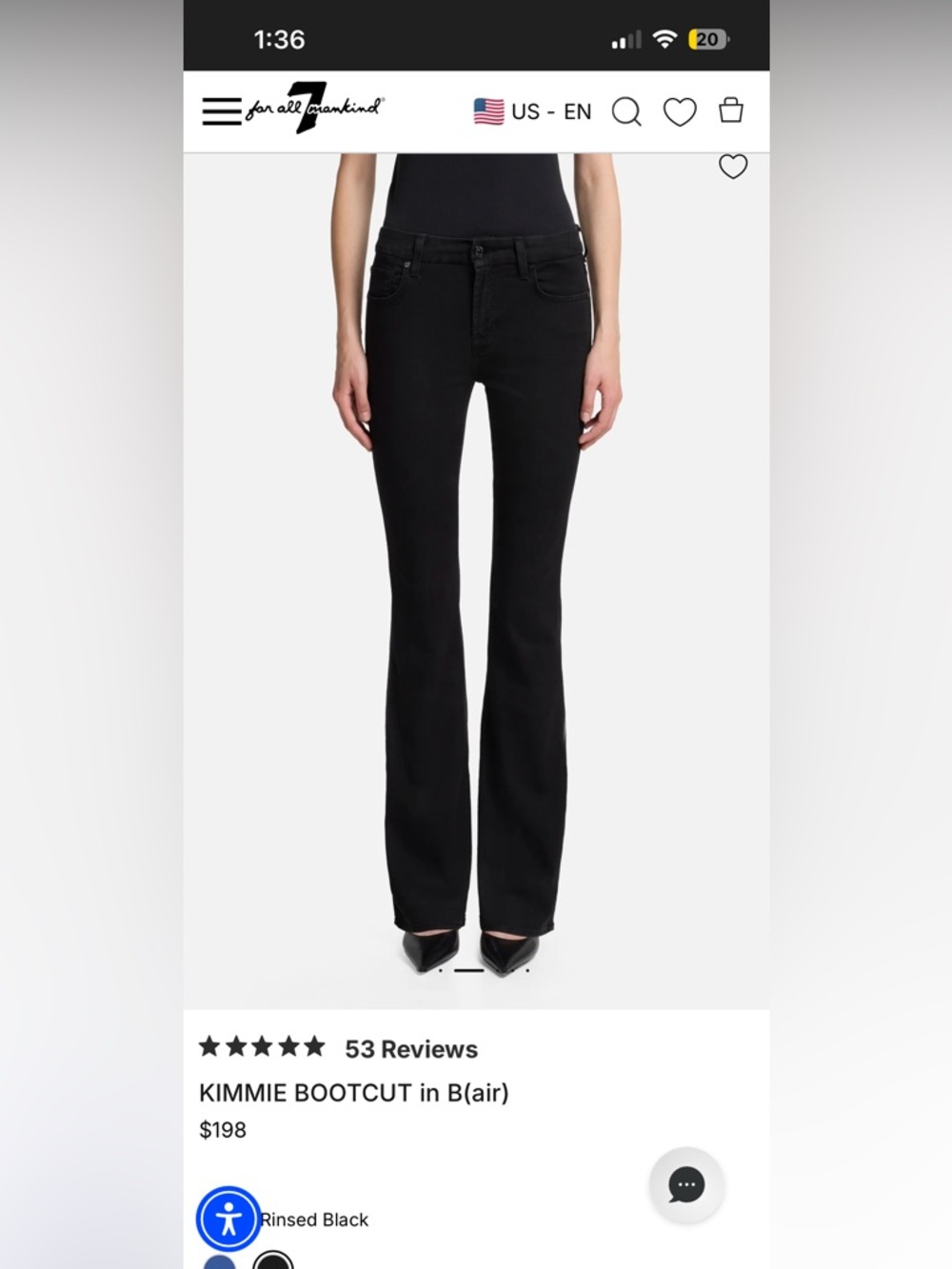 7 For All Mankind Black Flared High-Rise Jeans